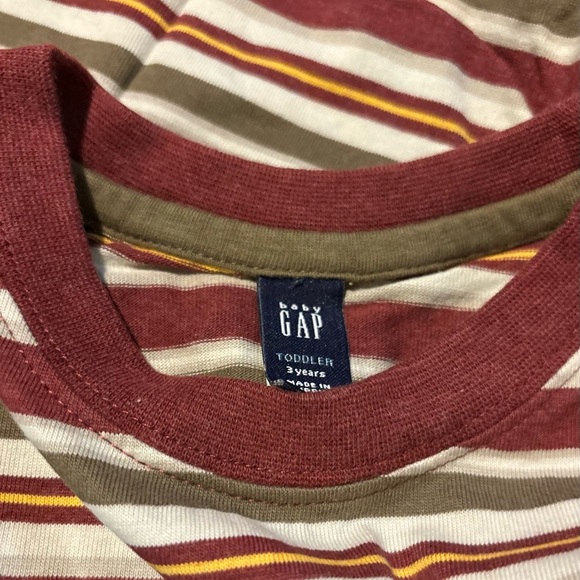 GAP NWT boys toddler maroon green Striped Tee shirt top tshirt tops sz 3 yrs - Picture 2 of 3